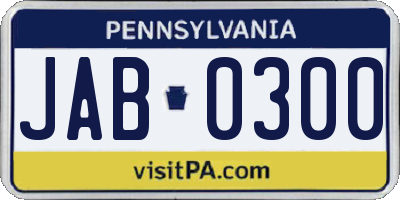 PA license plate JAB0300