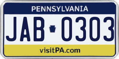 PA license plate JAB0303