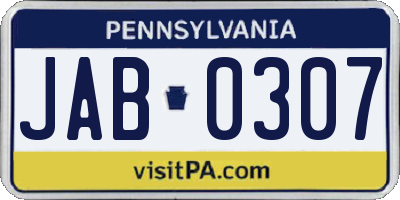 PA license plate JAB0307