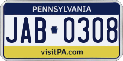 PA license plate JAB0308