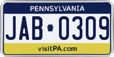 PA license plate JAB0309