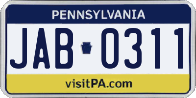 PA license plate JAB0311