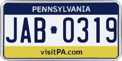 PA license plate JAB0319