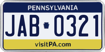 PA license plate JAB0321