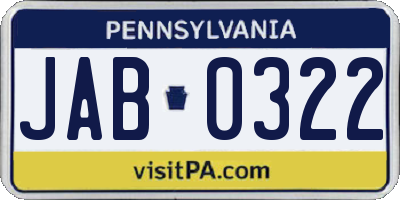 PA license plate JAB0322