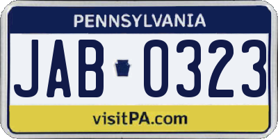 PA license plate JAB0323