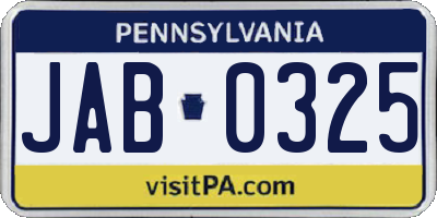 PA license plate JAB0325