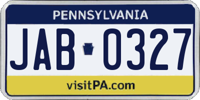 PA license plate JAB0327