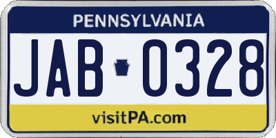 PA license plate JAB0328