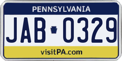 PA license plate JAB0329