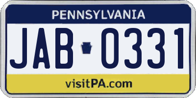 PA license plate JAB0331