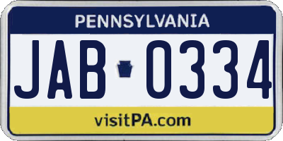 PA license plate JAB0334