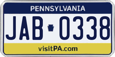 PA license plate JAB0338