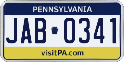 PA license plate JAB0341