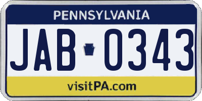 PA license plate JAB0343