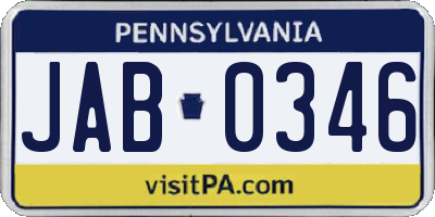 PA license plate JAB0346