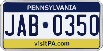 PA license plate JAB0350