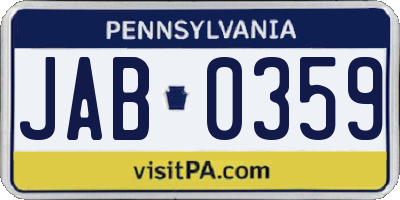 PA license plate JAB0359