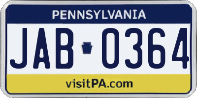 PA license plate JAB0364