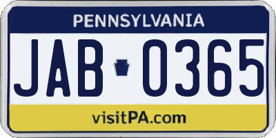 PA license plate JAB0365