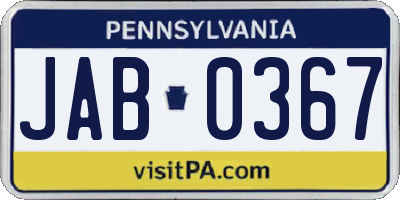 PA license plate JAB0367