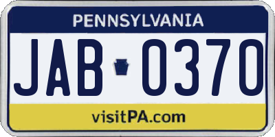 PA license plate JAB0370