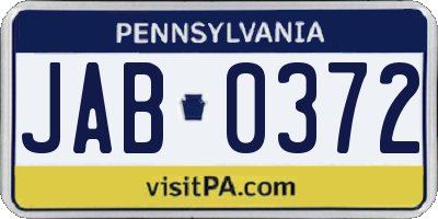 PA license plate JAB0372