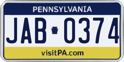 PA license plate JAB0374