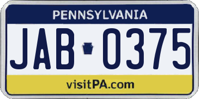 PA license plate JAB0375