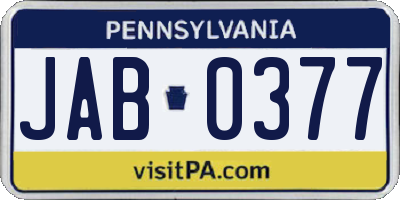 PA license plate JAB0377