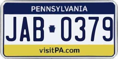 PA license plate JAB0379