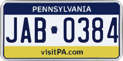 PA license plate JAB0384