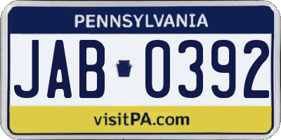 PA license plate JAB0392