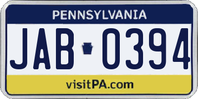 PA license plate JAB0394