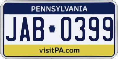 PA license plate JAB0399