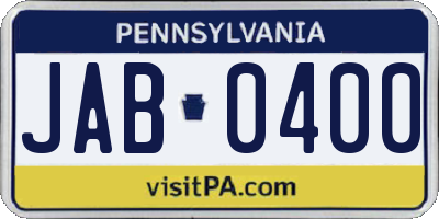 PA license plate JAB0400