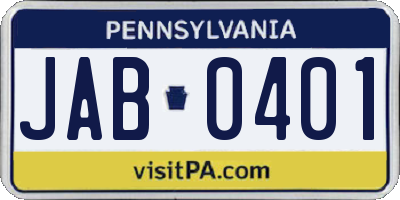 PA license plate JAB0401