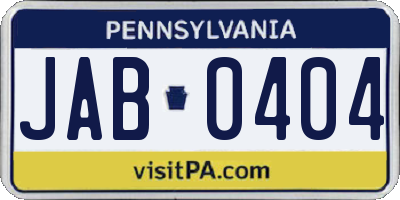 PA license plate JAB0404