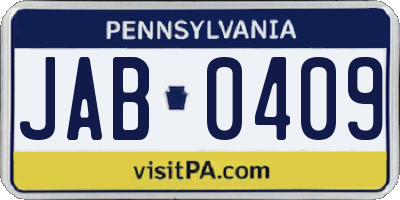 PA license plate JAB0409