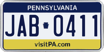 PA license plate JAB0411