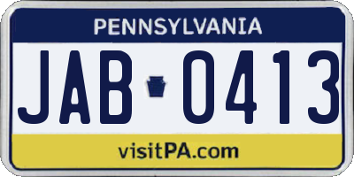 PA license plate JAB0413