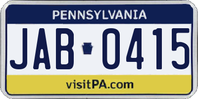 PA license plate JAB0415