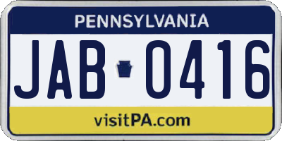 PA license plate JAB0416