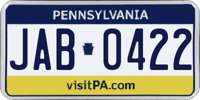 PA license plate JAB0422