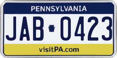 PA license plate JAB0423