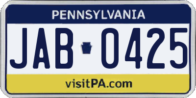 PA license plate JAB0425