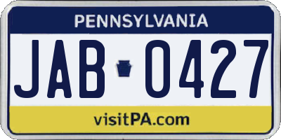 PA license plate JAB0427