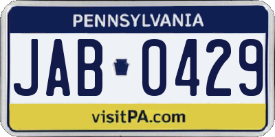 PA license plate JAB0429