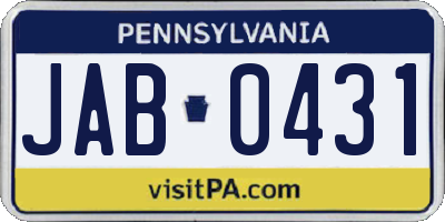 PA license plate JAB0431