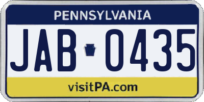 PA license plate JAB0435